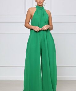 Halter Pleated Jumpsuit
