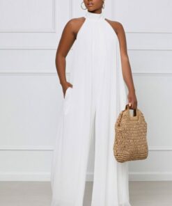 Halter Pleated Jumpsuit