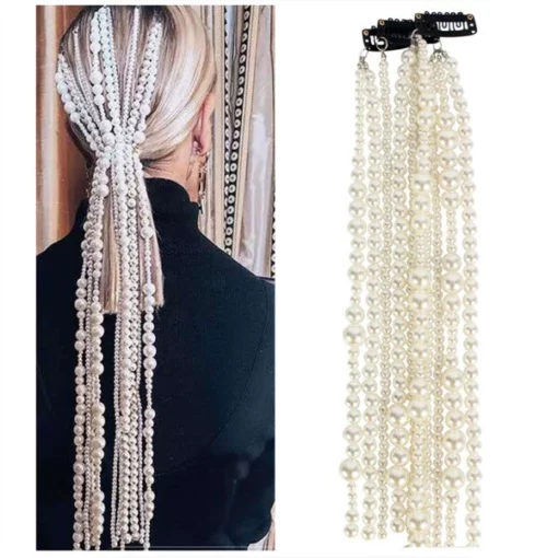 Decorazione per capelli con nappe di perle