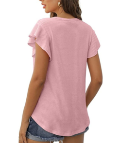 Waffle Lace Sleeve Soft T-shirt