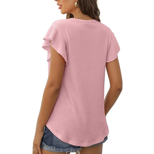 Waffle Lace Sleeve Soft T-shirt