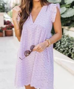 V-neck Summer Short Sleeve Lace Dress