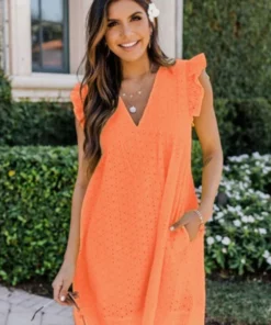 V-neck Summer Short Sleeve Lace Dress