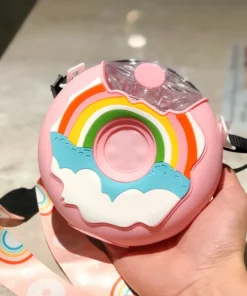 Cute Donut Water Bottle With Straw