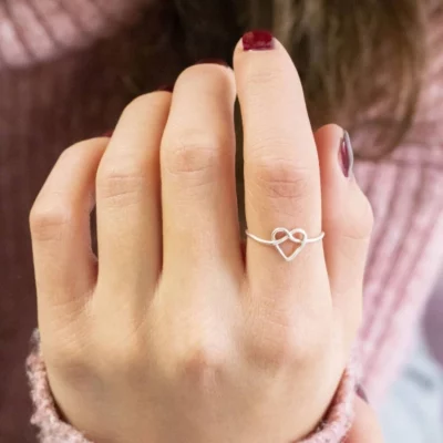 Adjustable Love Heart Knot Ring