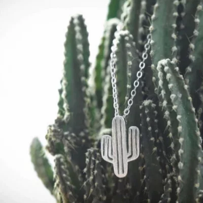 Dainty Desert Cactus Necklace Pendant