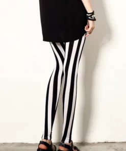 Black and White Vertical Striped Tights