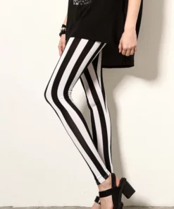 Black and White Vertical Striped Tights