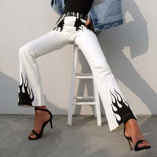White at Black Flame Jeans