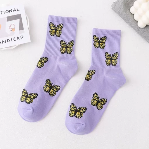 Simpatici calzini con stampa di farfalle