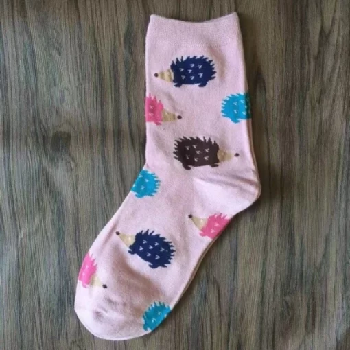 Сладки чорапи с таралеж с животински принт