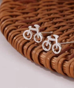 Dainty Silver Bicycle Earrings