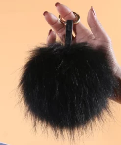 Fur Charm Puff Ball Purse Keychain