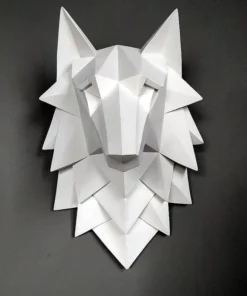 3D Abstract Wolf Head Sculpture Wall Decor