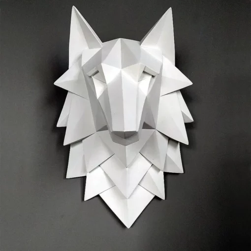 3D 추상 늑대 머리 조각 벽 장식