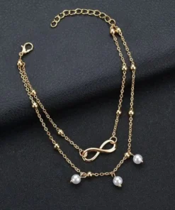 Double Chain Infinity Pearl Anklet