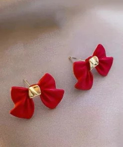 Red Zircon Crystal Christmas Earrings