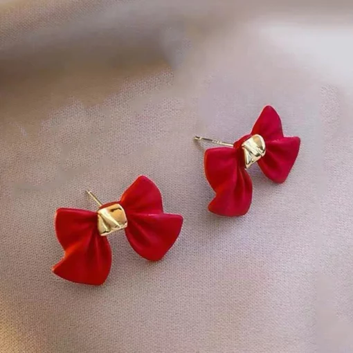 Red Zircon Crystal Christmas Earrings