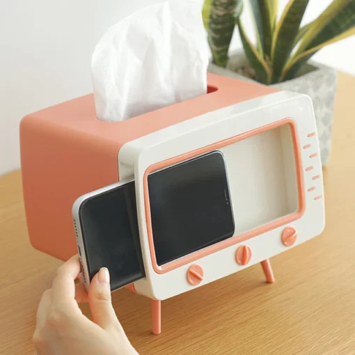 2-in-1 kijkbeugel voor mobiele telefoons en tv-tissuebox