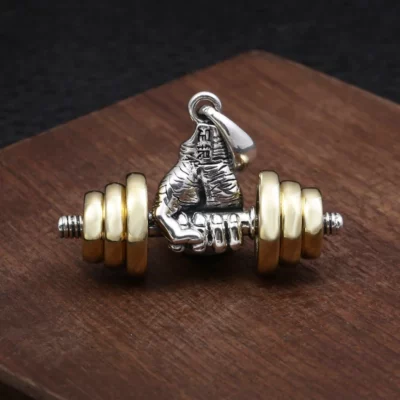 Power Dumbbell Barbell Pendant Necklace