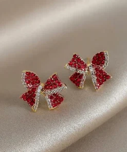 Red Zircon Crystal Christmas Earrings