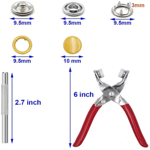 Metal Snap Buttons With Fastener Pliers Press Tool Kit