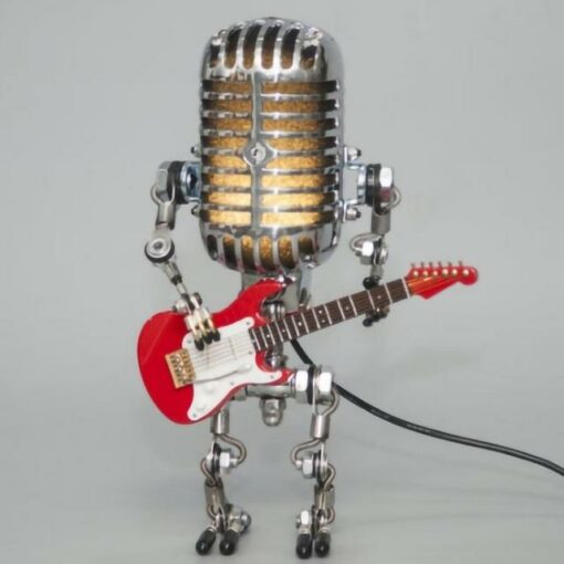 Lampu Meja Robot Mikrofon Vintage