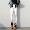 White and Black Flame Jeans