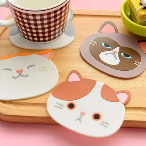 Alfombrilla para tazas de té con forma de gato