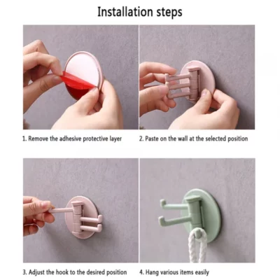 3 Branch Rotating Adhesive Wall Hook