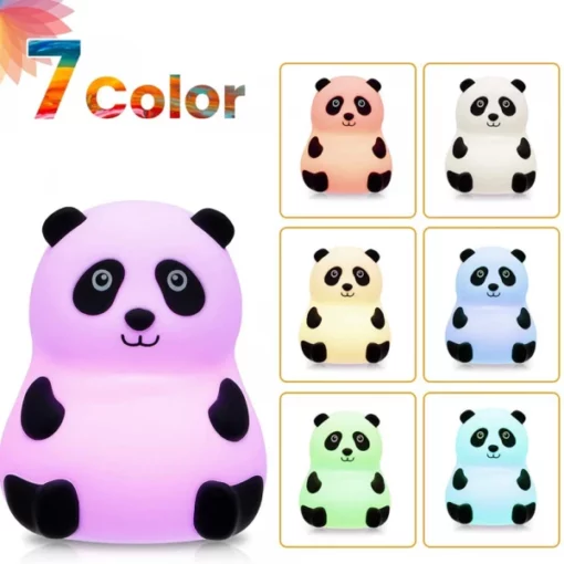 Ноќно светло за бебе панда во 7 бои