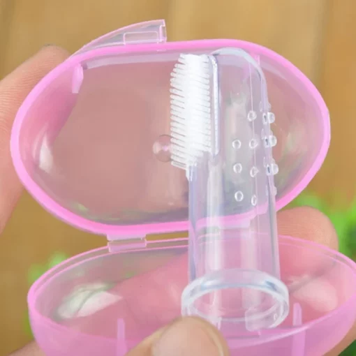 Двустранна силиконова четка за зъби за бебешки пръсти