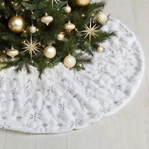 กระโปรงต้นไม้เกล็ดหิมะสีขาว ตกแต่งคริสต์มาส