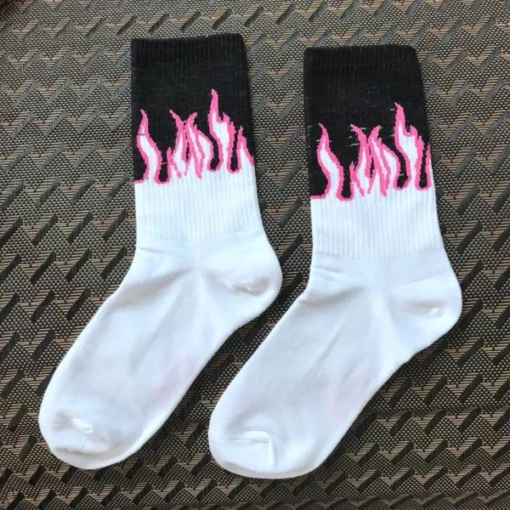 Unisex Flame Socks Bakeng sa Polelo e Tloaelehileng Kapa e Tloaelehileng