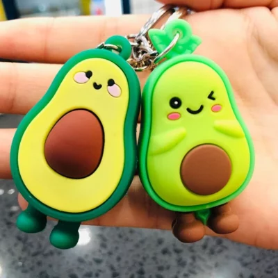 Smiling & Winking Avocado Car Keychain