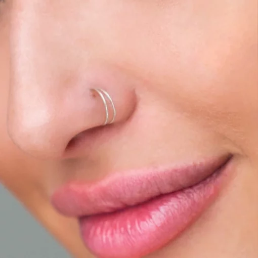 Anel de nariz de doble aro de piercing único