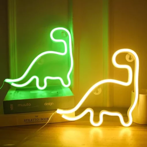Slatki svjetleći neonski znak dinosaura
