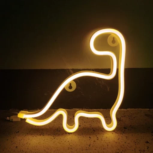 Slatki svjetleći neonski znak dinosaura