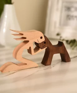 Wooden Dog Carved Ornament For Home & Office Decor