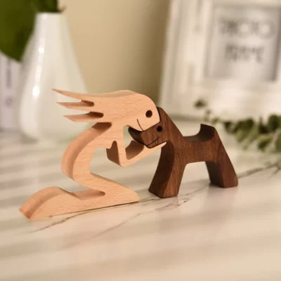 Wooden Dog Carved Ornament For Home & Office Decor