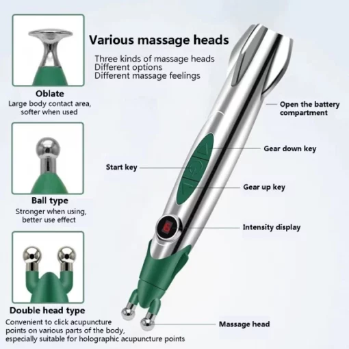 Meridian Electric Massage Pen pou soulajman doulè ak terapi sikilasyon