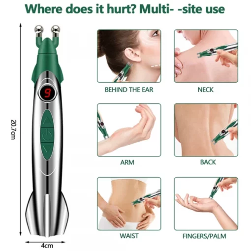 Stilolaps masazhues elektrik Meridian për qetësimin e dhimbjeve dhe terapinë e qarkullimit