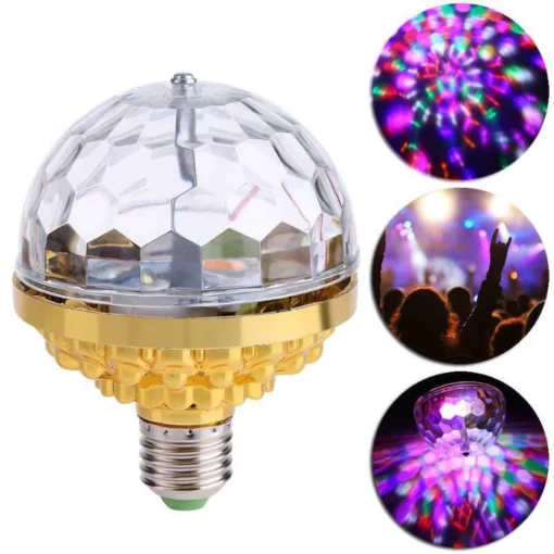 Bombilla giratoria de colores con bola de discoteca LED