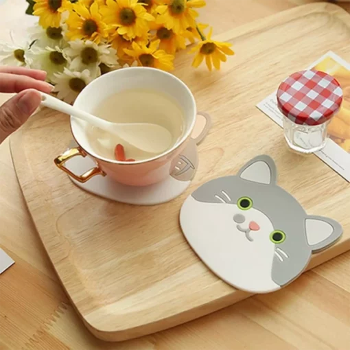 Tapete de xícara de chá em forma de gato