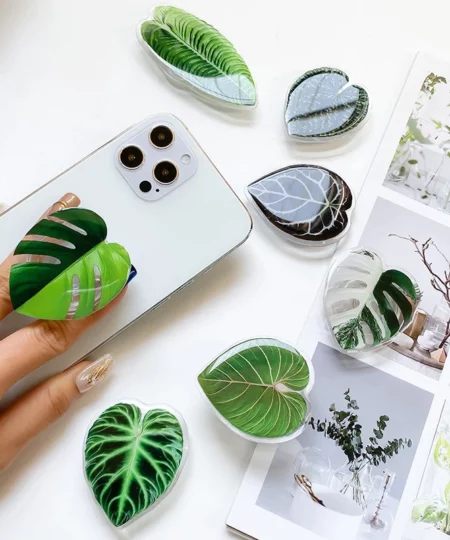 Cute Green Leaves Smartphone Holder