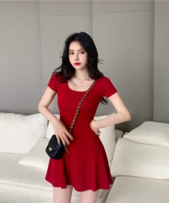 Fit & Flare Crossback Red Mini Dress