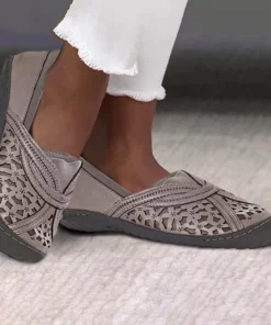 Hole Embroidered Toe Cap Casual Womens Shoes