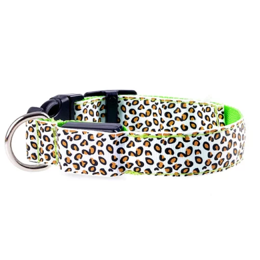 Podesiva LED sigurnosna najlonska leopard ogrlica za pse