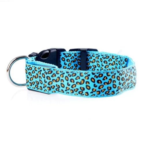 Adjustable LED Safety Nylon Leopard Dog Collar