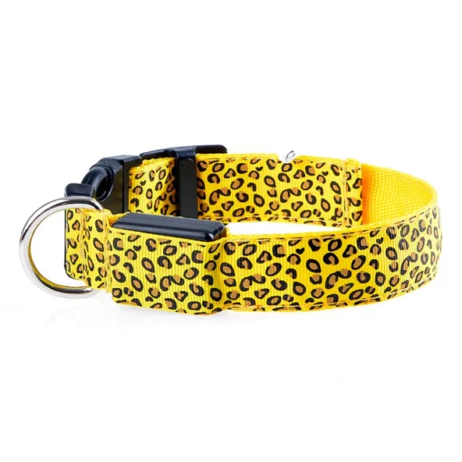 Justerbar LED säkerhetsnylon leopard hundhalsband